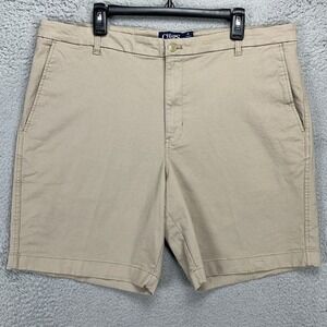 Chaps Mens Khakis Shorts 40‎ Beige Chino Flat Front Stretch Pockets Outdoor Logo